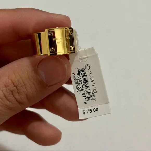 Michael Kors Stainless Steel Gold Plaque Size 7 - Picture 10 of 12
